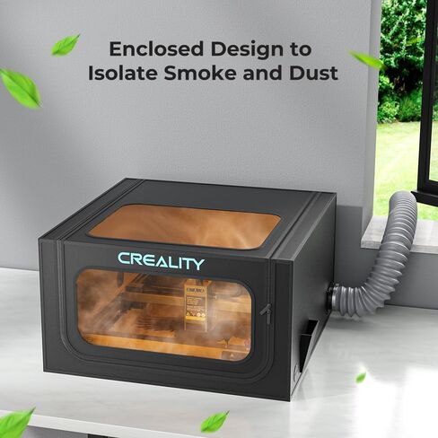 Laser Engraver Integrated Enclosure with LED Light, Fireproof and Dustproof Protective Cover 28.3 * 28.3 * 15.7, Exhaust Fan 4000RPM and Pipe, Against Smoke Odor and Noise Eye Protection in Kuwait