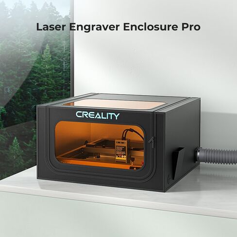 Laser Engraver Integrated Enclosure with LED Light, Fireproof and Dustproof Protective Cover 28.3 * 28.3 * 15.7, Exhaust Fan 4000RPM and Pipe, Against Smoke Odor and Noise Eye Protection in Kuwait