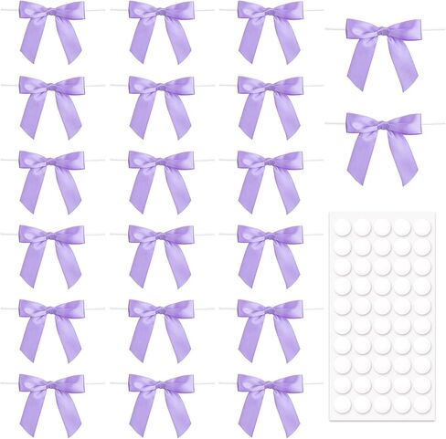 20pcs 3.5" Twist Tie Bow for Crafts, Mini Premade Gift Wrap Bows, Satin Ribbon Bowknot for Wrapping Wedding Party Halloween Christmas Wedding Gift Candy Card- Pink in Kuwait