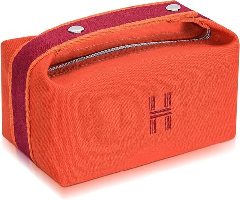 Sluxa Fashion Makeup Bag for Women, Orange Red Canvas Make up Travel Bag, Hanging Cosmetic Bag Organizer for Women in Kuwait