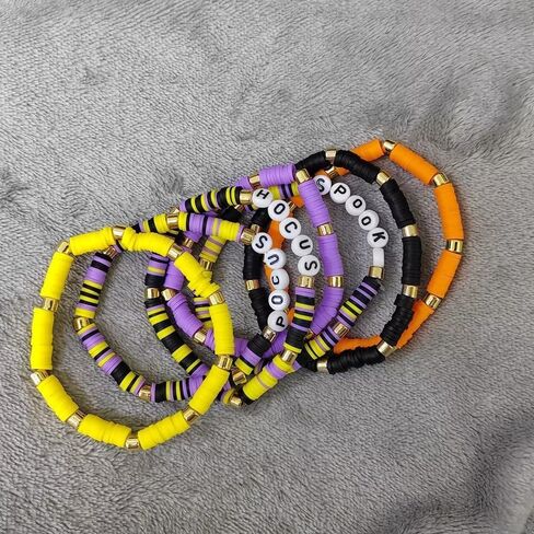 twinkle eye Happy Halloween Heishi Beaded Stackable Stretch Bracelets Set Boho Spooky Spider Hocus Pocus Polymer Clay for Woman Girls Charm Y2K Friendship Preppy Jewelry in Kuwait