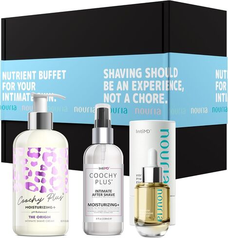 Coochy Plus HydroLock MOISTURIZING+ 3-Steps Kit Intimate Shave Gift Set: NOURIA Pre-Shave Elixir Oil + Coochy Plus Shave Cream Fragrance Free + NOURIA After Shave Protection Mist Fragrance Free in Saudi Arabia