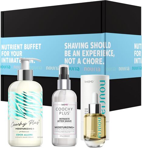 Coochy Plus HydroLock MOISTURIZING+ 3-Steps Kit Intimate Shave Gift Set: NOURIA Pre-Shave Elixir Oil + Coochy Plus Shave Cream Fragrance Free + NOURIA After Shave Protection Mist Fragrance Free in Saudi Arabia