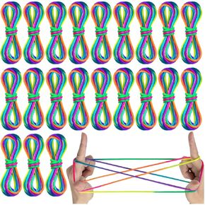 Cats Cradle String Game, 60Pcs Rainbow Color Finger String Toy String Hand Game Supplies for Kids Adults