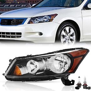 TODO Headlights Assembly Compatible with 2008-2012 Honda Accord 4-Door Sedan, Pair Set Driver Left Right Passenger Side Headlamps