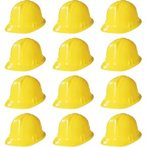 Novelty Place Construction Party Hats Toy, Yellow Soft Plastic Hats for Kids, Construction Party Dress Up Accessories (Pack of 24)