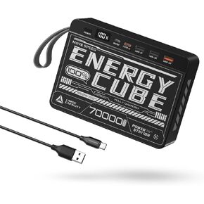 MOVE SPEED Power Bank 70,000mAh 100W, Support 4 Outputs Fast Charging, External Battery Bank with Digital Display, Lighting and SOS Mode, USB-C Battery Packs for Laptop,iPhone,Camping,Cyberpunk Style