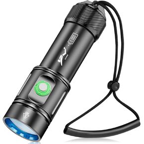 HECLOUD Scuba Diving Flashlight Dive Torch 1200 Lumens IPX8 Waterproof Underwater Safety Light with USB Charger 4 Modes for Submarine Deep Sea Cave at Night Daily Use