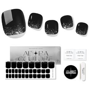 Adora Couture Semi Cured Gel Nail Strips Pedicure | 32pcs White Glossy Gel Pedi Strips | Gel Polish Pedicure Nail Wraps Sticker | Salon Nails at Home Pedicure Kit - Requires UV Light (White P)