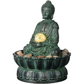 Haobos Cascading Tabletop Water Fountains with LED Light - Indoor Rockery Waterfall Fountain - Quiet and Relaxing Water Sound - Small 9.7 Inch Desktop Size - Home/Office Decor