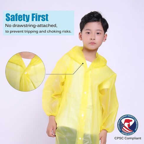 Kids Rain Jacket, 2 Pack Rain Ponchos for Kids with Hood and Sleeves Reusable Raincoats for Boys and Girls in Saudi Arabia