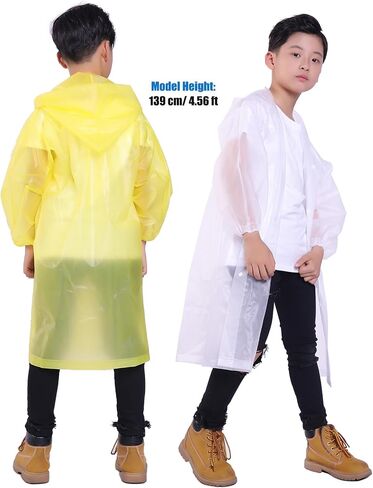 Kids Rain Jacket, 2 Pack Rain Ponchos for Kids with Hood and Sleeves Reusable Raincoats for Boys and Girls in Saudi Arabia