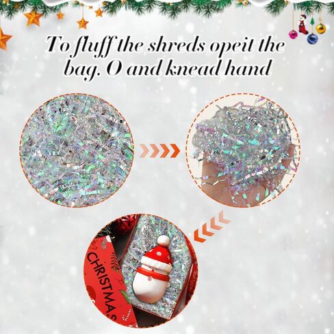 Christmas 300g/10.6oz Christmas Crinkle Cut Paper Shred, Xmas Red Green Gold Raffia Paper Confetti Shred Filler for Gift Baskets Box Filler Christmas Party Supply in Kuwait