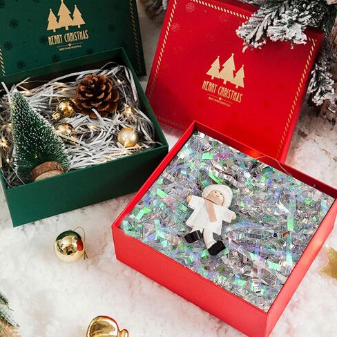 Christmas 300g/10.6oz Christmas Crinkle Cut Paper Shred, Xmas Red Green Gold Raffia Paper Confetti Shred Filler for Gift Baskets Box Filler Christmas Party Supply in Kuwait