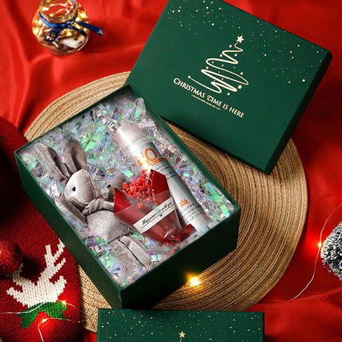 Christmas 300g/10.6oz Christmas Crinkle Cut Paper Shred, Xmas Red Green Gold Raffia Paper Confetti Shred Filler for Gift Baskets Box Filler Christmas Party Supply in Kuwait