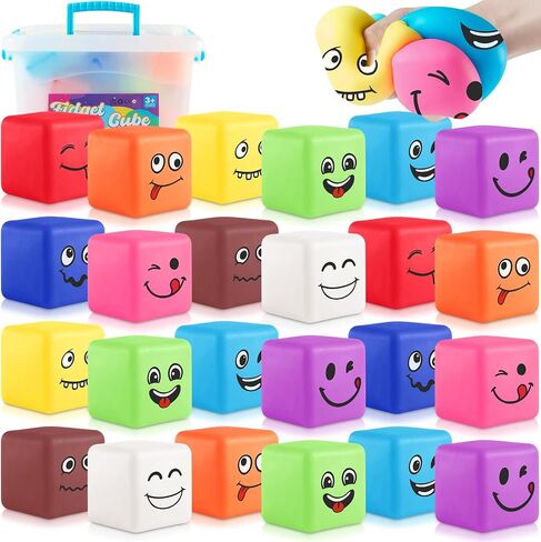 Fidget Toys Mini Stress Cube, 4Pcs Emotion Stress Balls Bulk for Kids and Adult, Slow Rising Stress Ice Cube Stress Balls, Dough Stress Balls Soft Fidget Squishy Toys for Anxiety Relief, Square Ball in Saudi Arabia