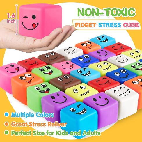 Fidget Toys Mini Stress Cube, 4Pcs Emotion Stress Balls Bulk for Kids and Adult, Slow Rising Stress Ice Cube Stress Balls, Dough Stress Balls Soft Fidget Squishy Toys for Anxiety Relief, Square Ball in Saudi Arabia