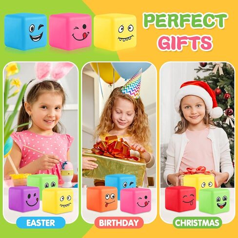 Fidget Toys Mini Stress Cube, 4Pcs Emotion Stress Balls Bulk for Kids and Adult, Slow Rising Stress Ice Cube Stress Balls, Dough Stress Balls Soft Fidget Squishy Toys for Anxiety Relief, Square Ball in Saudi Arabia