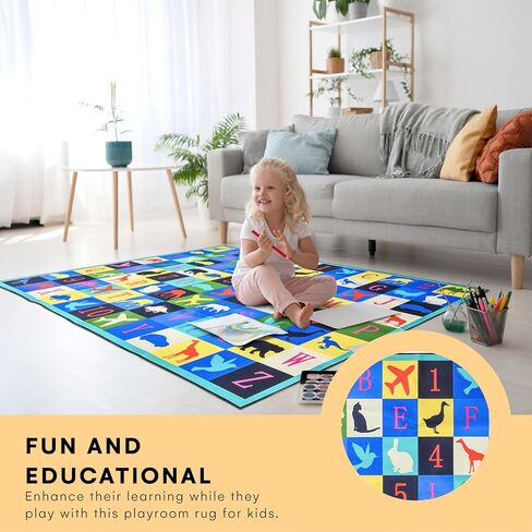 سجادة الأطفال من بروسومرز تشويس، تصميم ABC متعدد الألوان، 62.9 بوصة × 47.2 بوصة - سجادة غرفة اللعب للأطفال - منطقة لعب للأولاد - سجادة غرفة الحضانة قابلة للغسل - سجادة أنشطة الأطفال الصغار - سجادة لعب تعليمية لغرفة النوم in Saudi Arabia