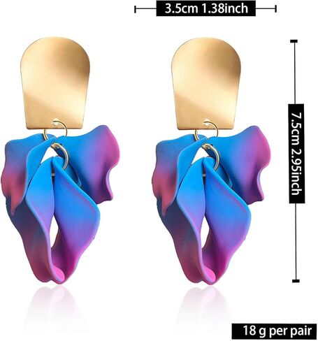 GUOXIAOMEI Chic Elegant Boho Red Rose Petal Dangle Resin Earrings Drop Acrylic Tiered Matte Flower Earrings Statement Exaggerated Floral Tassel Earrings for Women and Girls in Kuwait