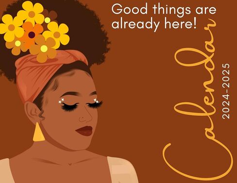2024 Black Girl Calendar, Motivational Calendar for women - 12 Month 6×4 Cards with Wooden stand - Gifts for Black women (black girl magic) in Saudi Arabia