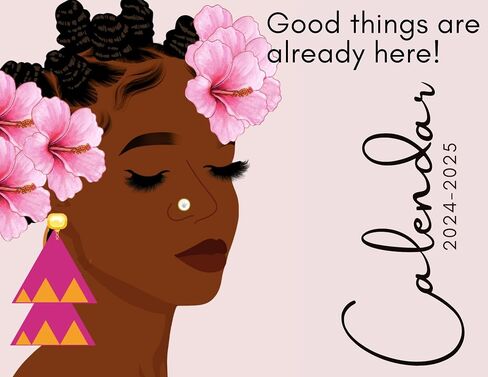 2024 Black Girl Calendar, Motivational Calendar for women - 12 Month 6×4 Cards with Wooden stand - Gifts for Black women (black girl magic) in Saudi Arabia