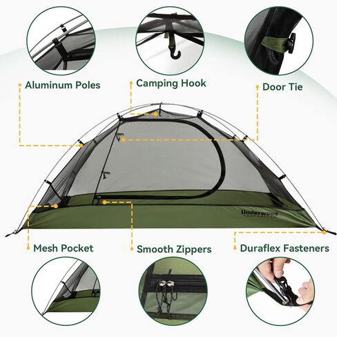 1/2/3/4 Person Lightweight Backpacking Tent, Waterproof Camping Hiking Tent | One/Two Person Tent, Easy Setup, PU5000, Aluminum Pole, Compact, Ultralight, Single/Two Man Tent by Underwood Aggregator in Kuwait