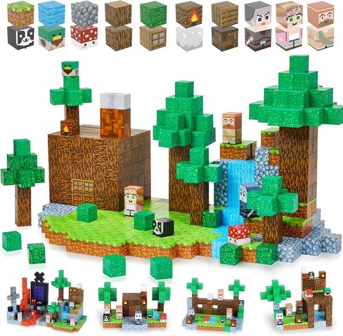 115PCS Magnetic Blocks - Building Toys for Boys Girls 3+, with 20 Unique Patterns, Lava Rivers, Volcanoes, & Dragons, STEM Sensory Toys for Kids Boys Girls Ages 3 4 5 6 7 8 9 Birthday Gifts in Kuwait