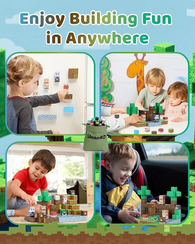 115PCS Magnetic Blocks - Building Toys for Boys Girls 3+, with 20 Unique Patterns, Lava Rivers, Volcanoes, & Dragons, STEM Sensory Toys for Kids Boys Girls Ages 3 4 5 6 7 8 9 Birthday Gifts in Kuwait