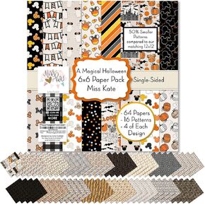 6x6 Pattern Paper Pack – A Magical Halloween - for Disney Halloween Scrapbook Premium Specialty Paper Single-Sided 6"x6" Collection Includes 64 Sheets - 50% Smaller Patterns - by Miss Kate Cuttables