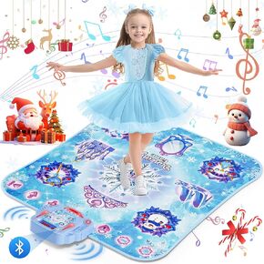 Dance Mat Toys Girl Gift: 8-Button Frozen Dance Pad Wireless Bluetooth Electronic Dance Game for Kids with 4 Game Modes LED Light Built-in Music Birthday Gifts for 3 4 5 6 7 8 9 10+ Years Old Girls