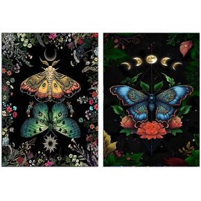 OFRKE 2-Piece Diamond Painting Kits for Adults and Kids，5D DIY Full Drill Round Art Gems Mushroom Forest Diamond Art Perfect for Home Wall Deco Diamond Decor 12"x16"