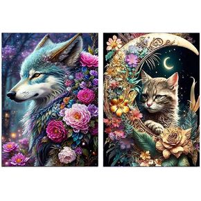 OFRKE 2-Piece Diamond Painting Kits for Adults and Kids，5D DIY Full Drill Round Art Gems Mushroom Forest Diamond Art Perfect for Home Wall Deco Diamond Decor 12"x16" in Kuwait