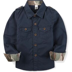 Mens Long Sleeve Button Down Shirts Military Tactical Uniform Safari Casual Shirt Tops with Two Pockets Black-S