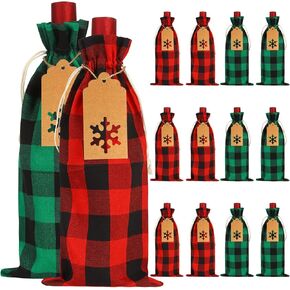 STEFORD Burlap Wine Gift Bags-12 Pack Jute Wine Bags with Drawstring Reusable Wine Bottle Covers with String and Tags for Christmas,Wedding,Birthday,Party Favors,6.3"x14.2"