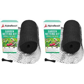 Bird Netting 7.5 x 65 ft Heavy Duty Garden Net, Deer, Plant Protection Extra Strong Woven Mesh, Reusable Kit with Zip Ties, Animal Fencing for Fruits Trees, Black