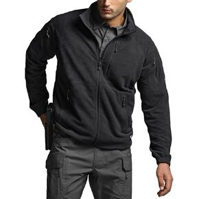 CQR Men's Full-Zip Tactical Jacket, Soft Warm Military Winter Fleece Jackets, Outdoor Windproof Coats with Zipper Pockets
