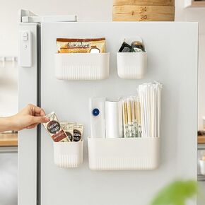 4 Pack Bedside Shelf Wall Mount,Wall Mounted Floating Shelf, Bedside Shelf Organizer Set,Non-Drilling Adhesive Plastic Storage Organizer for Home Decor,Kitchen,Bedroom,Bathroom,Rv (White)