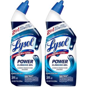 Lysol Power Toilet Bowl Cleaner Gel, For Cleaning and Disinfecting, Stain Removal, 24 Fl oz (2-pack),Packaging may vary