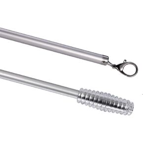 2 Pack White Curtain Pull Rod with Metal Snap Push Wand for Drapery and Grommet Curtains 1/2 Inch Wide (Aluminum-white, 40 Inch)
