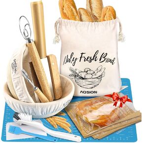 Banneton Bread Proofing Basket Set of 2,Sourdough Starter Kit,9" Round & 10" Oval,Sourdough Proofing Basket for Bread Making Kit,Bread Making Tools and Supplies,Gift for Bakers