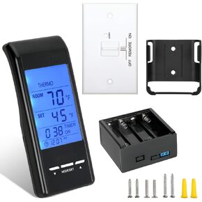 Upgrade Gas Fireplace Remote On/Off Control System Kit.for Standard Millivolt Valve Appliance.Fit for skytech Ambient Majestic ect,Thermostat Buzzer IPI Module Wall Switch,3 Year Warranty NOT Battery