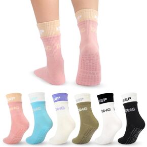 Pilates Socks with Grips for Women Pure Barre Grip Socks for Yoga, Ballet, Dance, Barefoot Workout, Gym, Hospital, Home