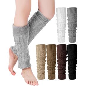 Chuarry 6 Pairs Winter Fleece Lined Leg Warmer for Women Knit Long Boot Socks Double Layer Warmth Warmers for Skating Everyday Wear