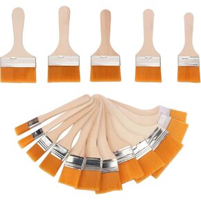 Artist's Choice Hake Paint Brush Set - Pack of 12 Flat Hake Brushes (1in/2in/3in), Crafted with Premium Goat Hair Bristles, Ideal for Watercolor, Wash, Ceramic and Pottery Painting