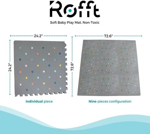Soft Non-Toxic Baby Play Mat, Toddler Playmat, Colorful Jigsaw Puzzle PlayMat, Tiles 24 x 24 inch Foam Floor Mats for Kids & Babies | EVA Foam Interlocking Tiles for Nursery, Playroom (White 6 PCS) in Kuwait