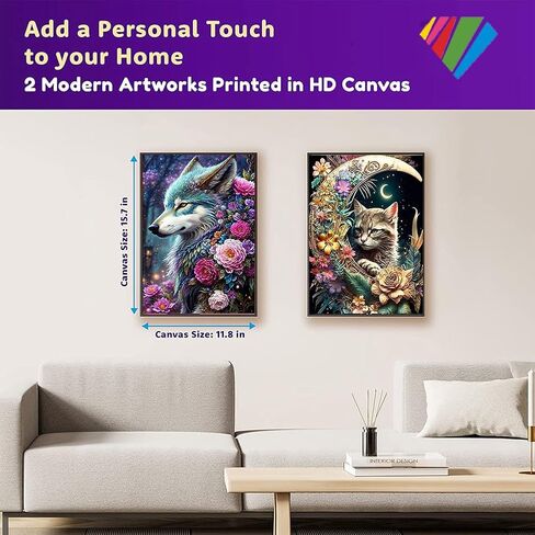 OFRKE 2-Piece Diamond Painting Kits for Adults and Kids，5D DIY Full Drill Round Art Gems Mushroom Forest Diamond Art Perfect for Home Wall Deco Diamond Decor 12"x16" in Kuwait