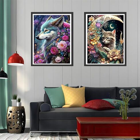 OFRKE 2-Piece Diamond Painting Kits for Adults and Kids，5D DIY Full Drill Round Art Gems Mushroom Forest Diamond Art Perfect for Home Wall Deco Diamond Decor 12"x16" in Kuwait