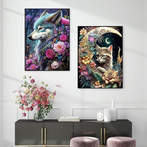 OFRKE 2-Piece Diamond Painting Kits for Adults and Kids，5D DIY Full Drill Round Art Gems Mushroom Forest Diamond Art Perfect for Home Wall Deco Diamond Decor 12"x16" in Kuwait