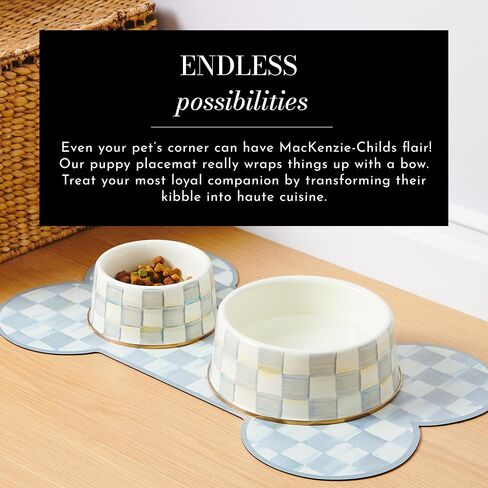 MacKenzie-Childs Courtly Check Pup Placemat, Cute Pet Food Mat for Dog Bowls and Cat Bowls in Kuwait